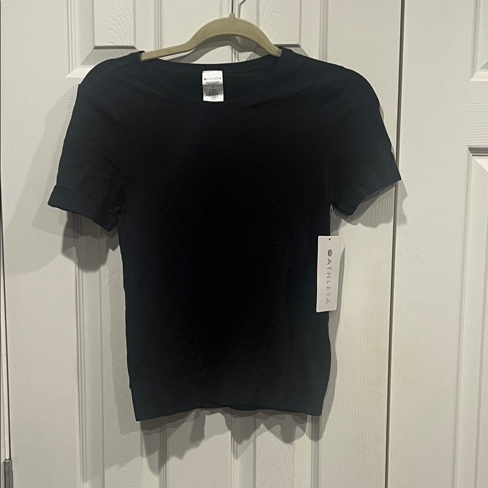 NWT-Athleta Black Perforated Activewear Top